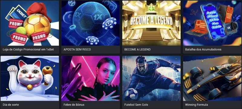 Escolha um código promocional para 1x Bet
