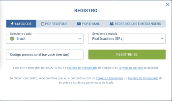 Registro em 1 clique na 1xBet