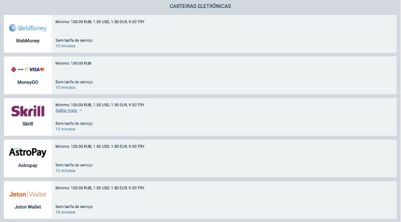 Formas de levantamentos de dinheiro na 1xBet