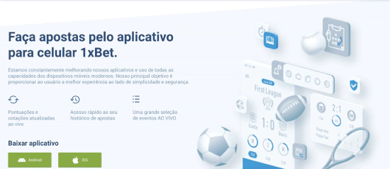 Instruções do app 1xbet mobi