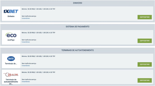 Maneiras de depositar na 1xBet Brasil - é confiavel?